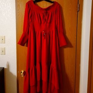 Chelsea and Violet Maroon Lace Bohemian Style Tiered  /M size/Off the Shoulder